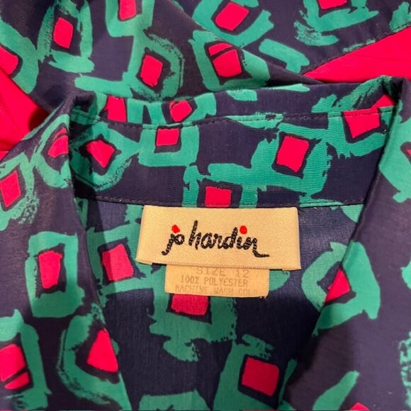 Jo Hardin Vintage Multicolored Long Sleeve Blouse Size 12 - Picture 10 of 10